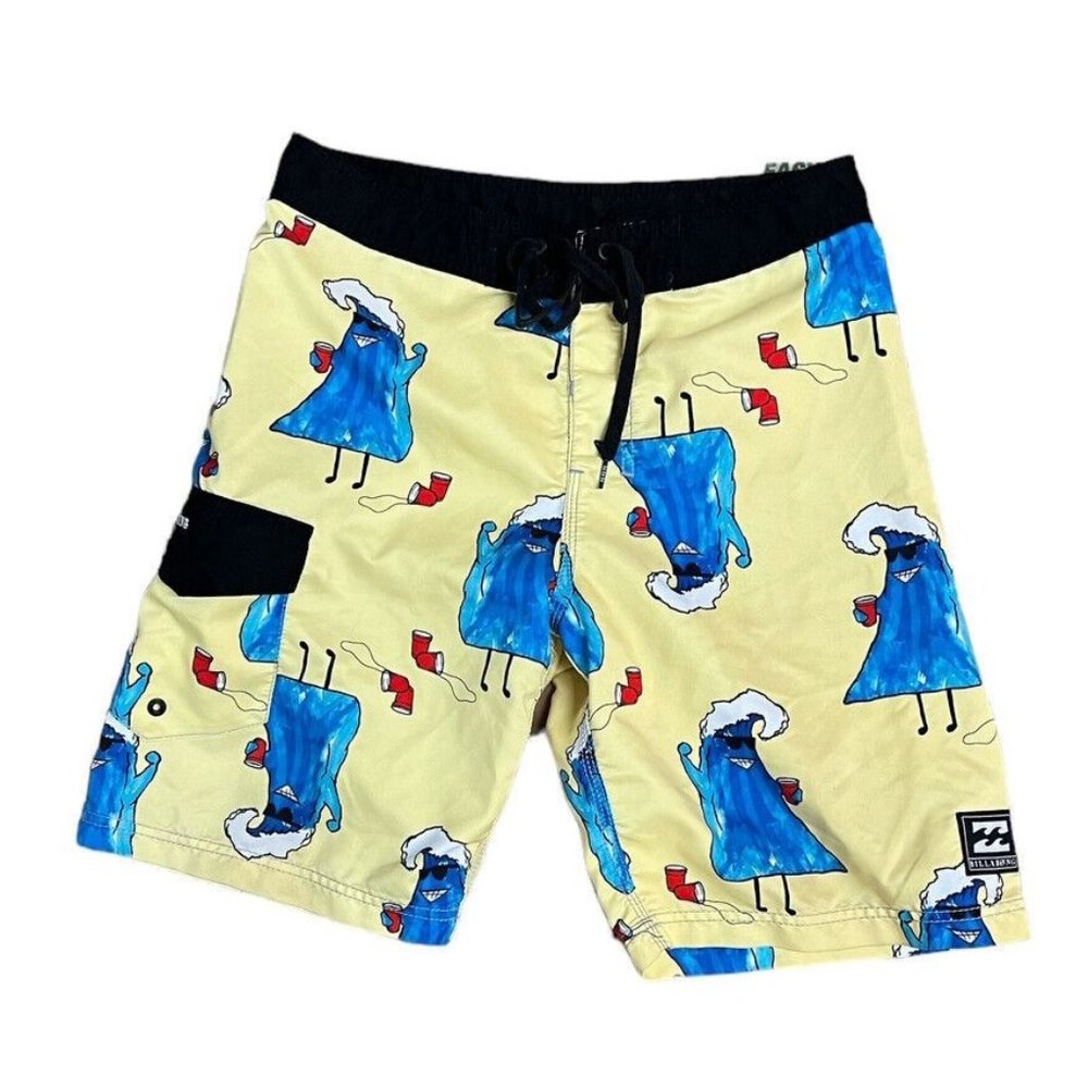 BILLABONG Board Shorts Mens SZ 30 Red Party Cup Blue Party Waves Swimwear Trunks